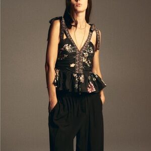 NWT! H&M Floral Black Peplum Top